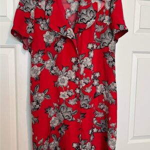 Nordstrom Red and Gray Floral Dress
